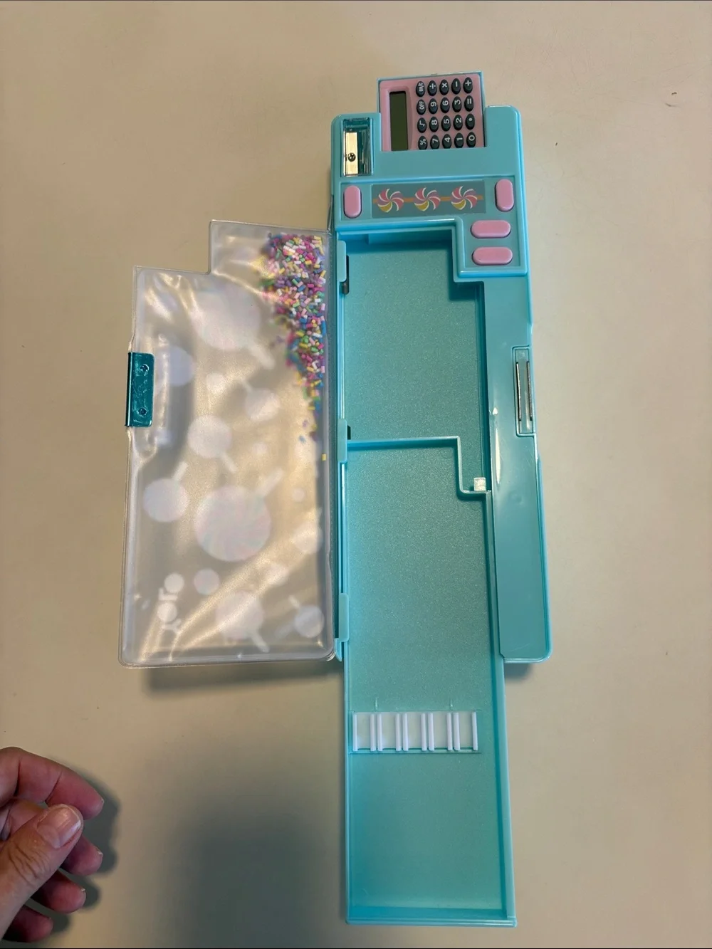 Candy Pattern Teal Phone Accessory Case with Pink Accents